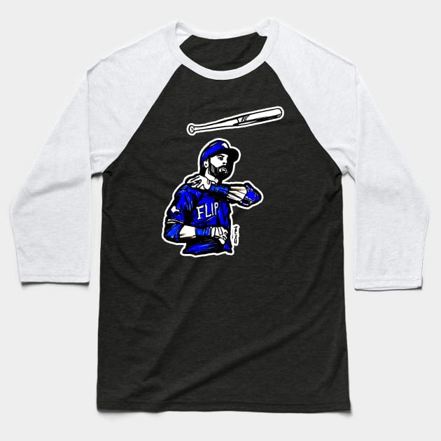 Joey Blue Jay Bats Flip Baseball T-Shirt by sketchnkustom